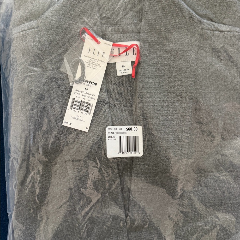 NWT Sleeveless Open Front Long Grey Knit Vest with Pockets - Picture 12 of 12